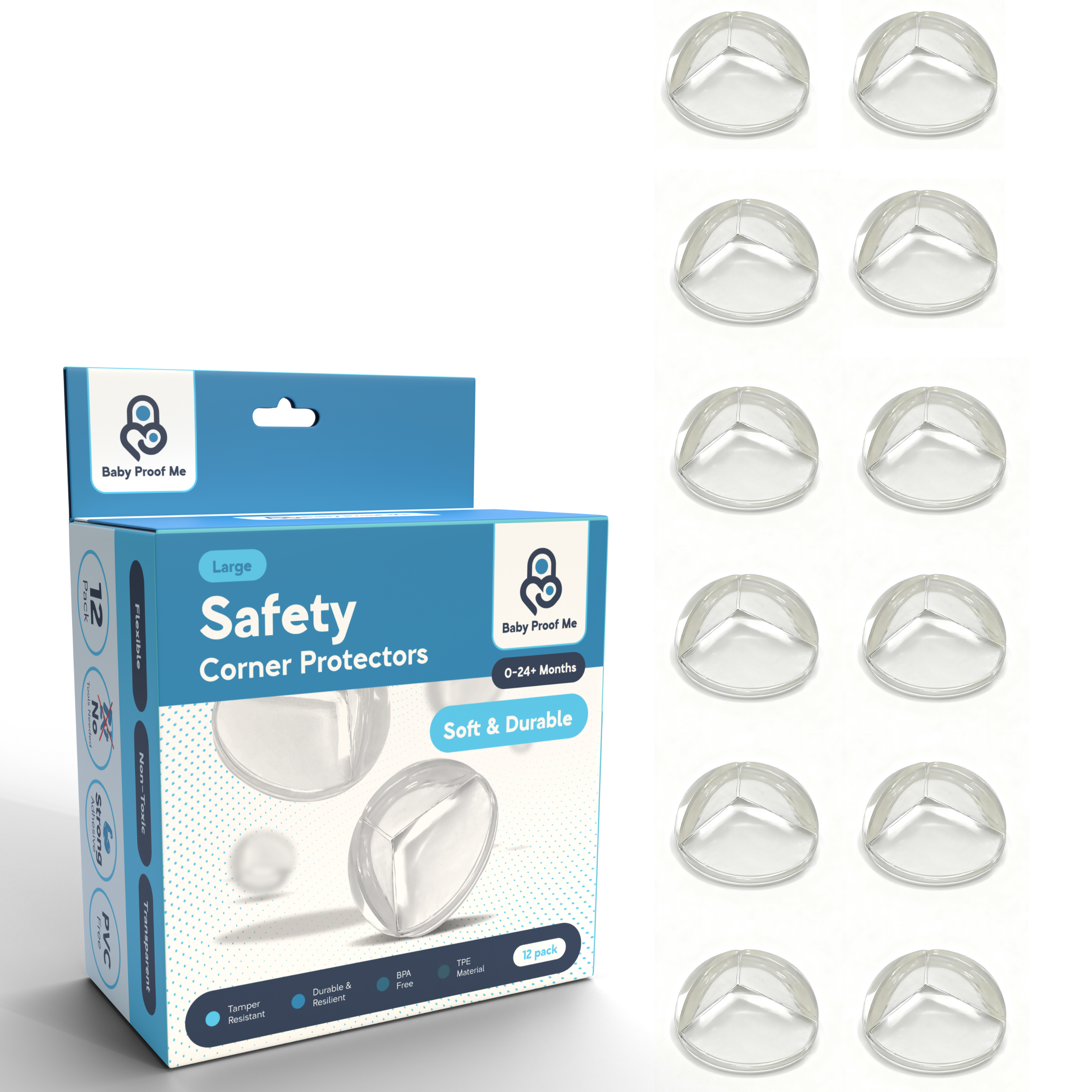 Baby Proof Me | Large TPE Safety Corner Protectors (12 Pack)
