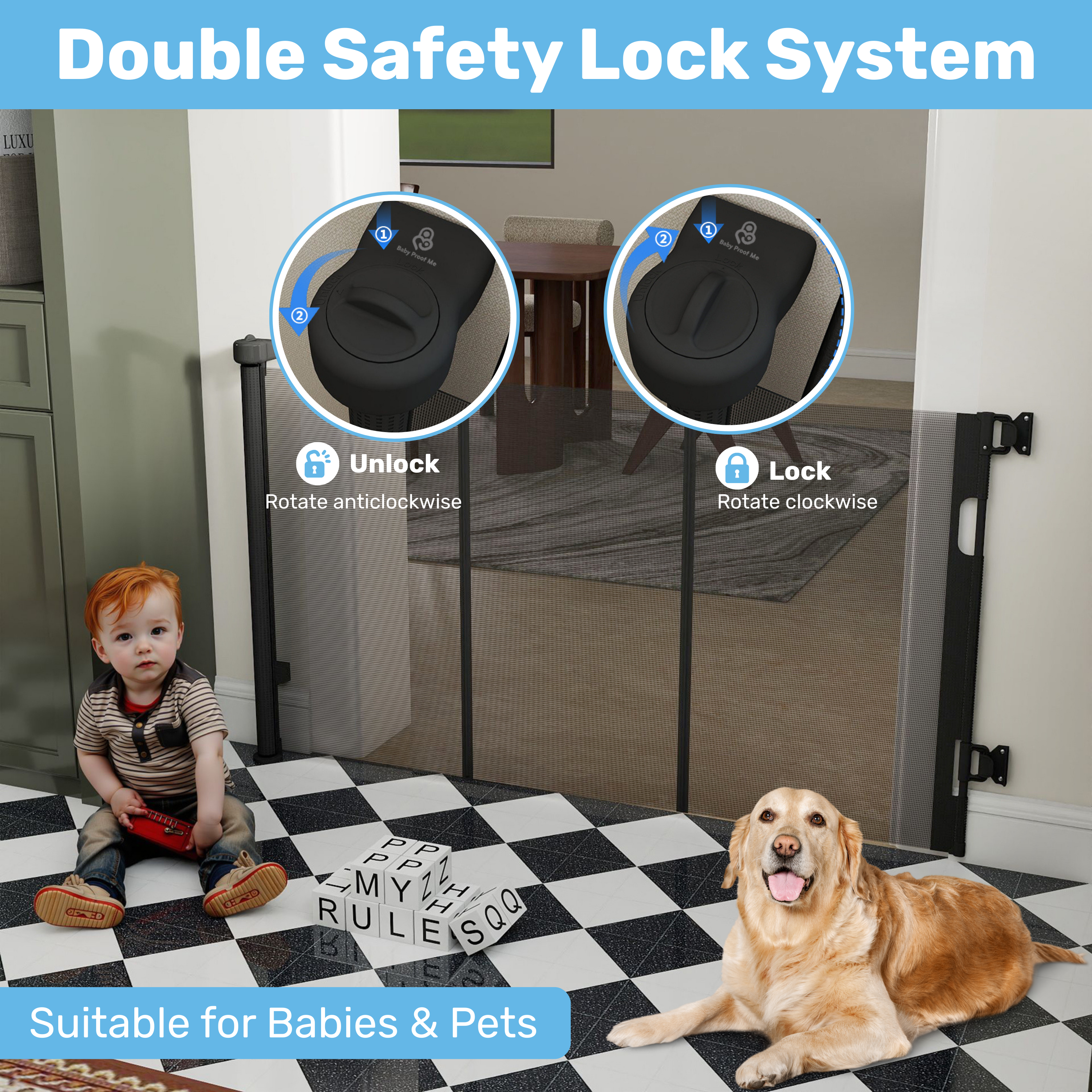 Baby Proof Me | Mesh Retractable Baby Safety Gate
