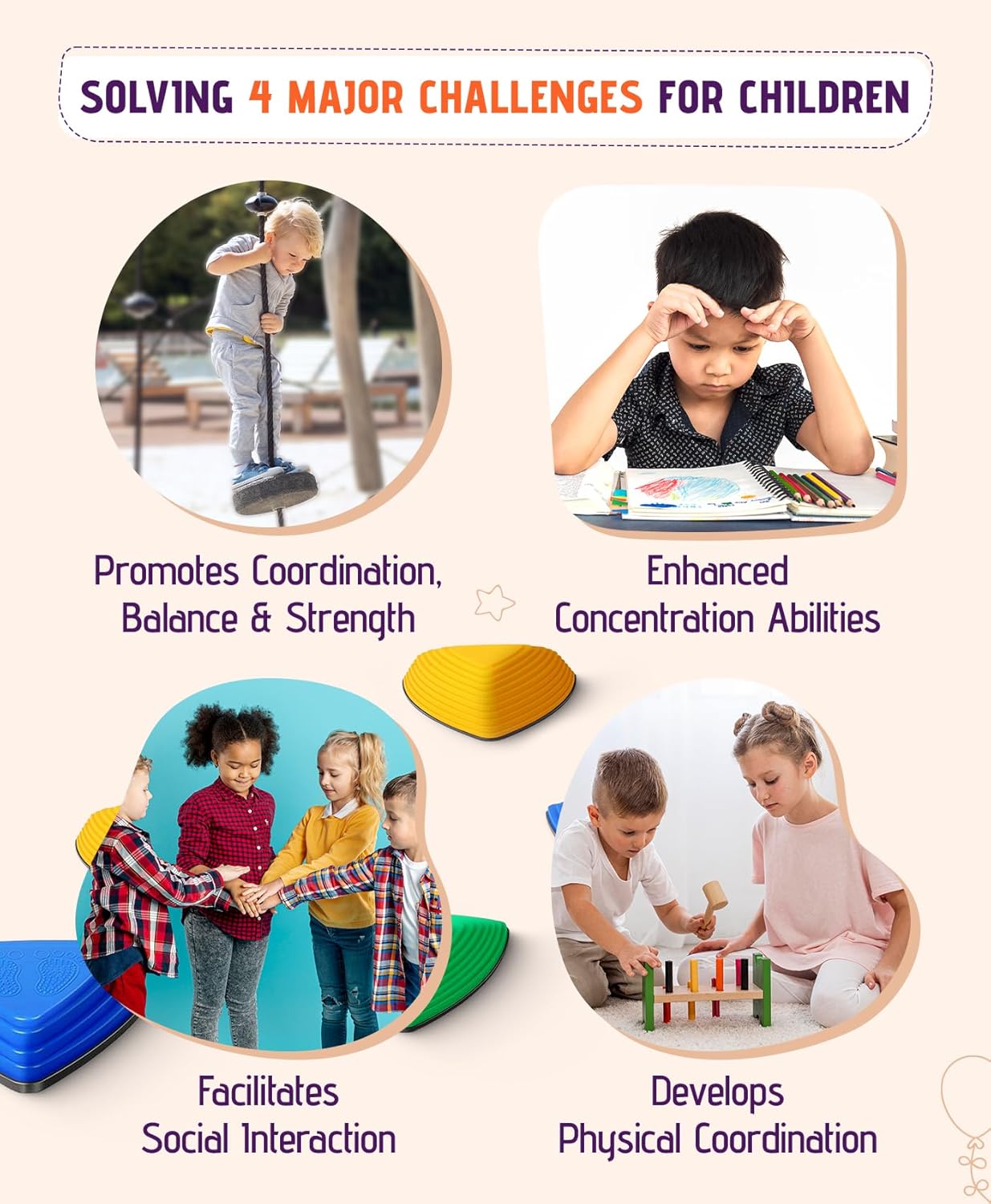 Giggle & Play | Wooden Stacking Stone Set For Motor Skills & Creativity