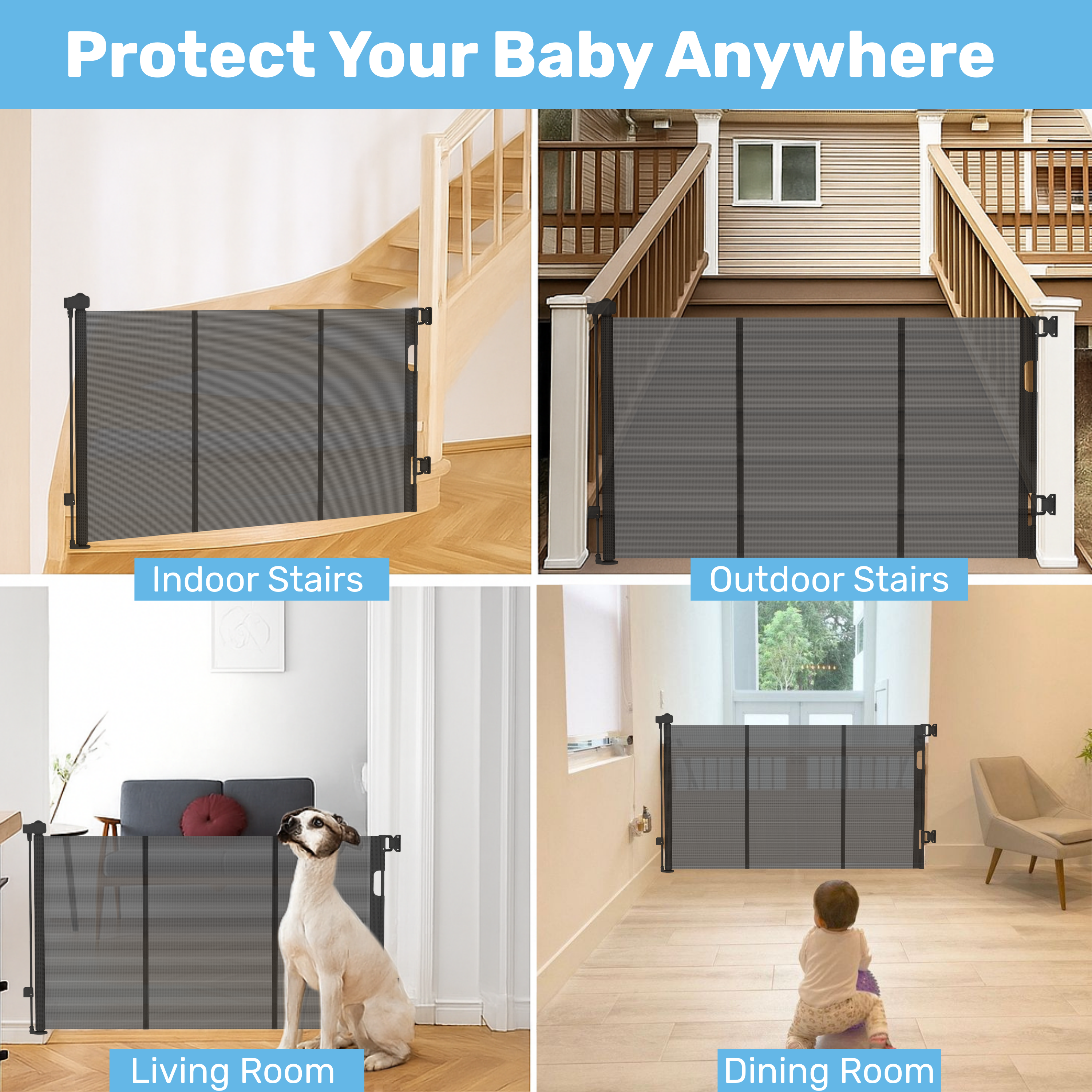 Baby Proof Me | Mesh Retractable Baby Safety Gate