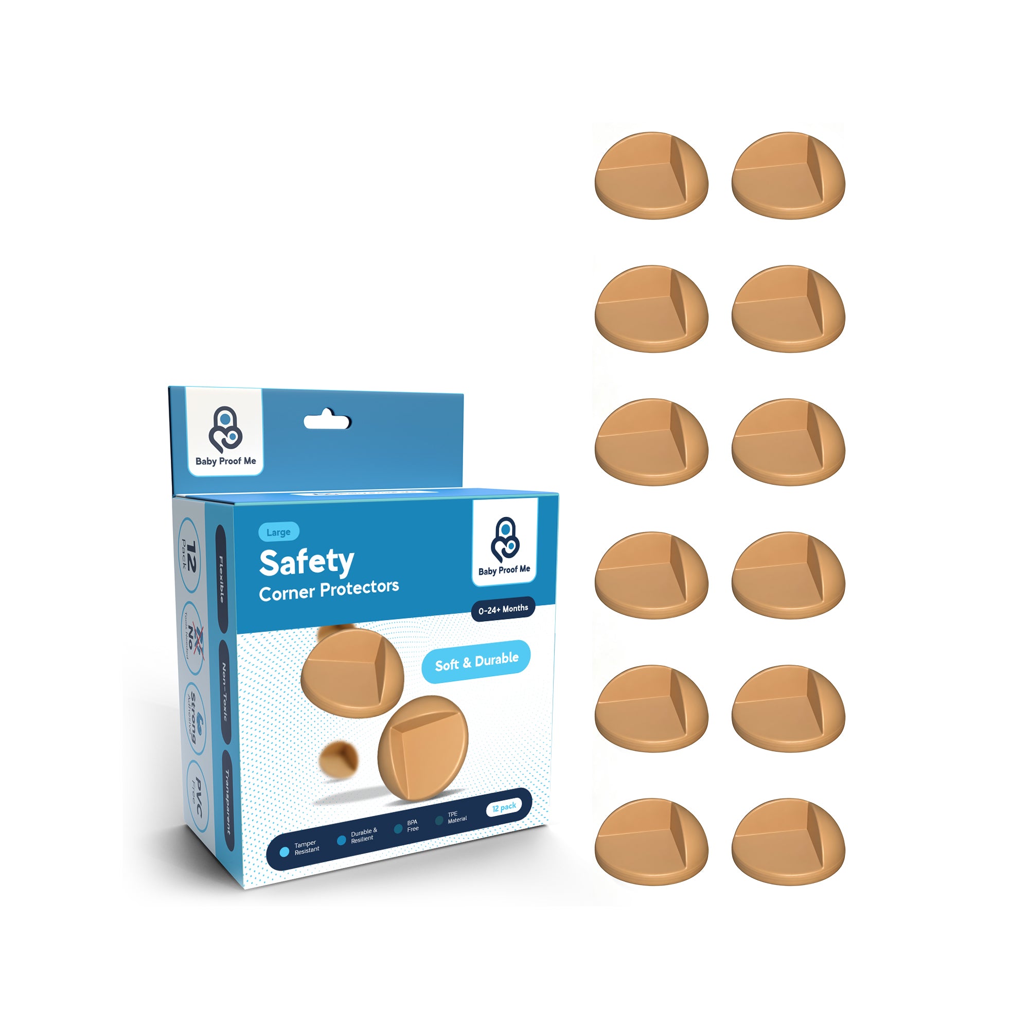 Baby Proof Me | Large TPE Safety Corner Protectors (12 Pack)