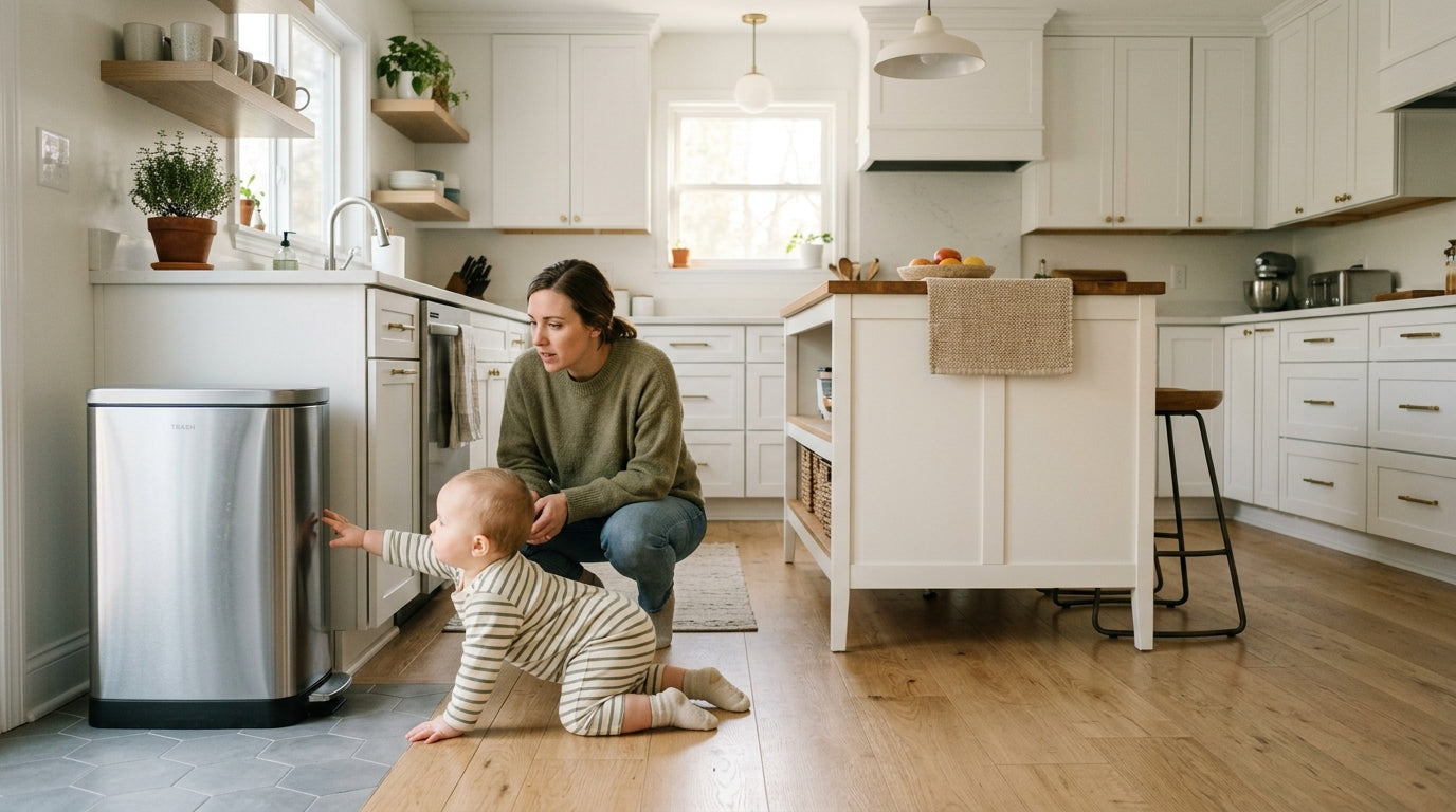 Kitchen Trash Can Safety: How to Keep Baby Out of the Garbage