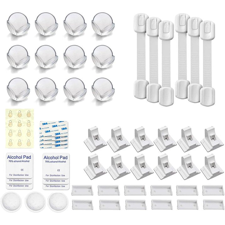 Baby Proof Me | Bundle with 12 Magnetic Cabinet Locks 6 Safety Strap Locks & 24 Outlet Plug Covers