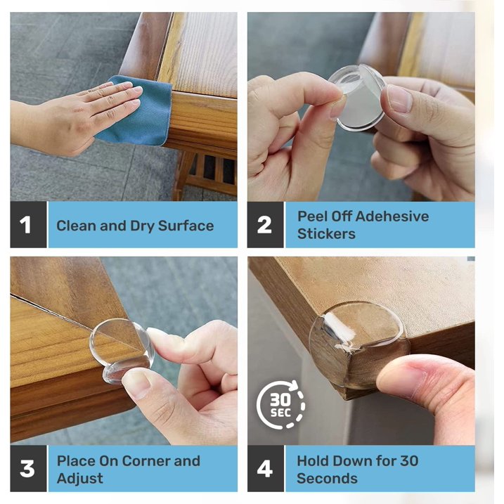 Baby Proof Me | "Baby Bunch" Safety Kit – 2 Corner Protectors, 6 Safety Strap Locks, & 12 Magnetic Cabinet Locks For Child Safety