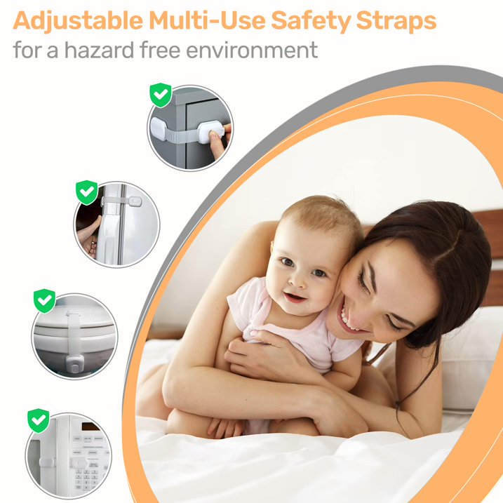 Baby Proof Me | "Tug & Plug" Safety Kit – 6 Safety Strap Locks & 24 Outlet Plug Covers For Child Safety