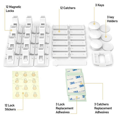 Baby Proof Me | Bundle with 6 Safety Strap Locks 12 Corner Protectors & 24 Outlet Covers