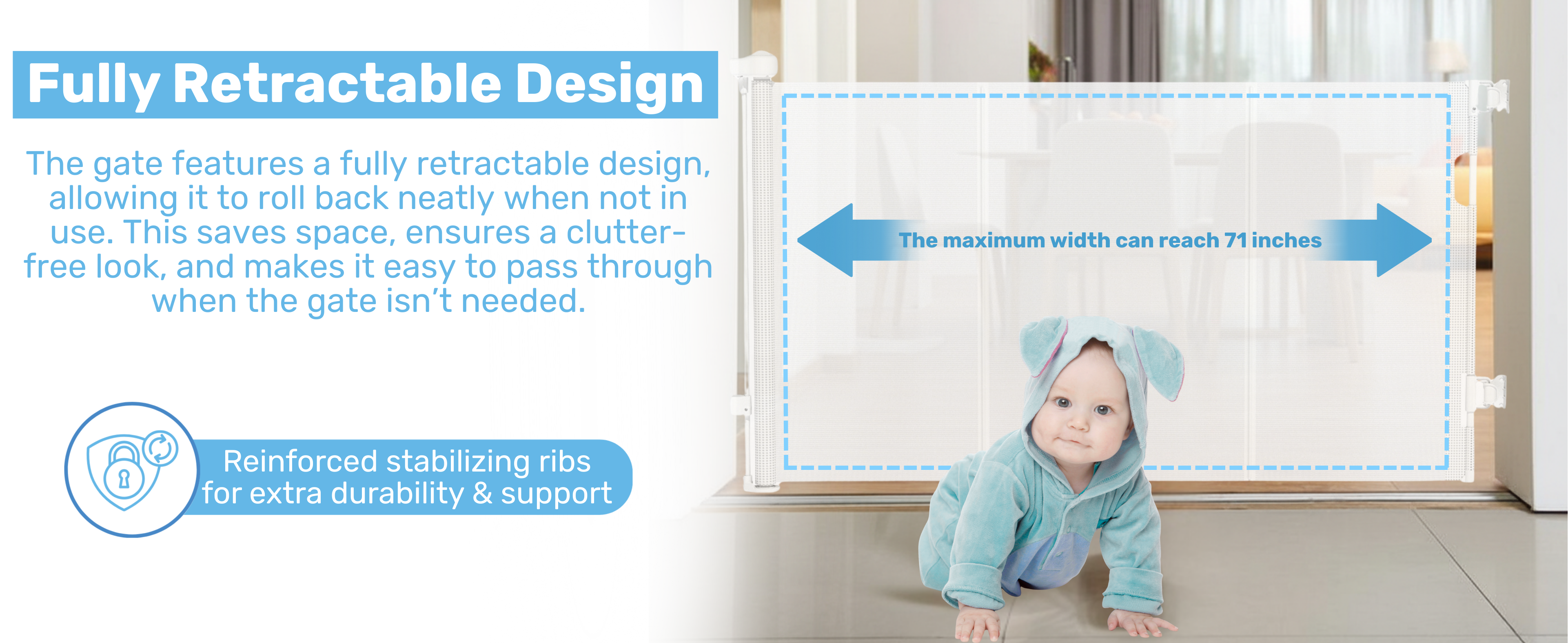 Baby Proof Me | Mesh Retractable Baby Safety Gate