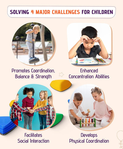 Giggle & Play | Wooden Stacking Stone Set For Motor Skills & Creativity