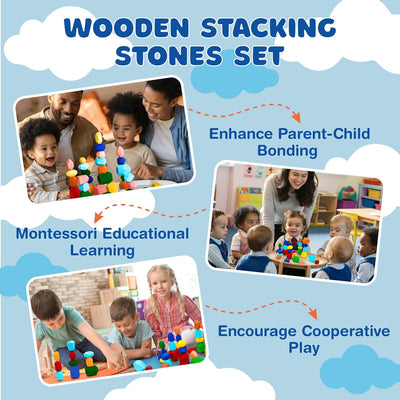 Giggle & Play | Wooden Stacking Stone Set