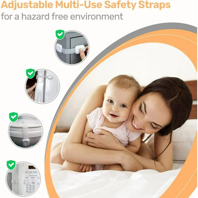 Baby Proof Me | Bundle with 6 Safety Strap Locks and Magnetic Cabinet Locks (12 Locks & 3 Keys)