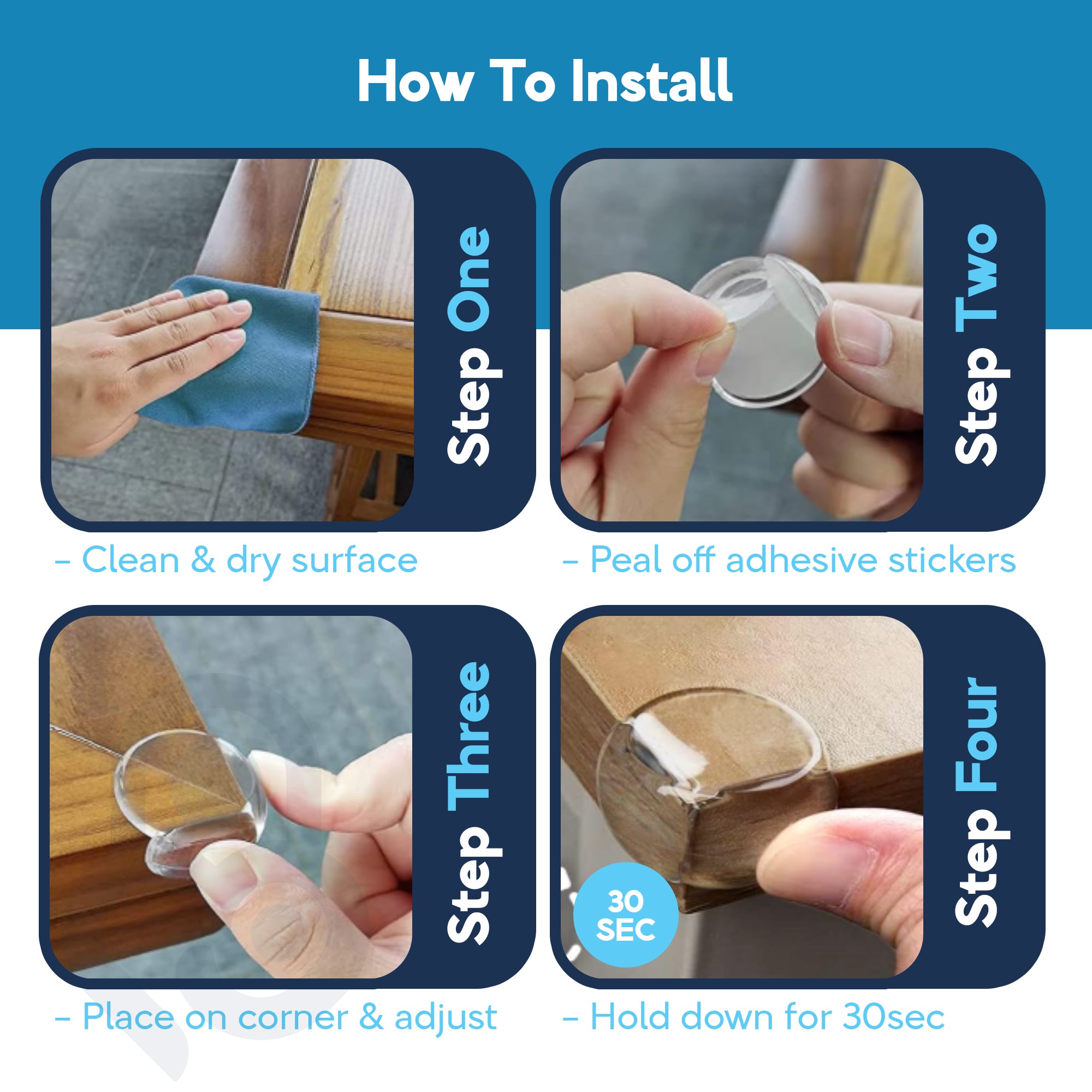 Baby Proof Me | "Baby Bunch" Safety Kit – 12 Corner Protectors, 6 Safety Strap Locks, & 12 Magnetic Cabinet Locks For Child Safety