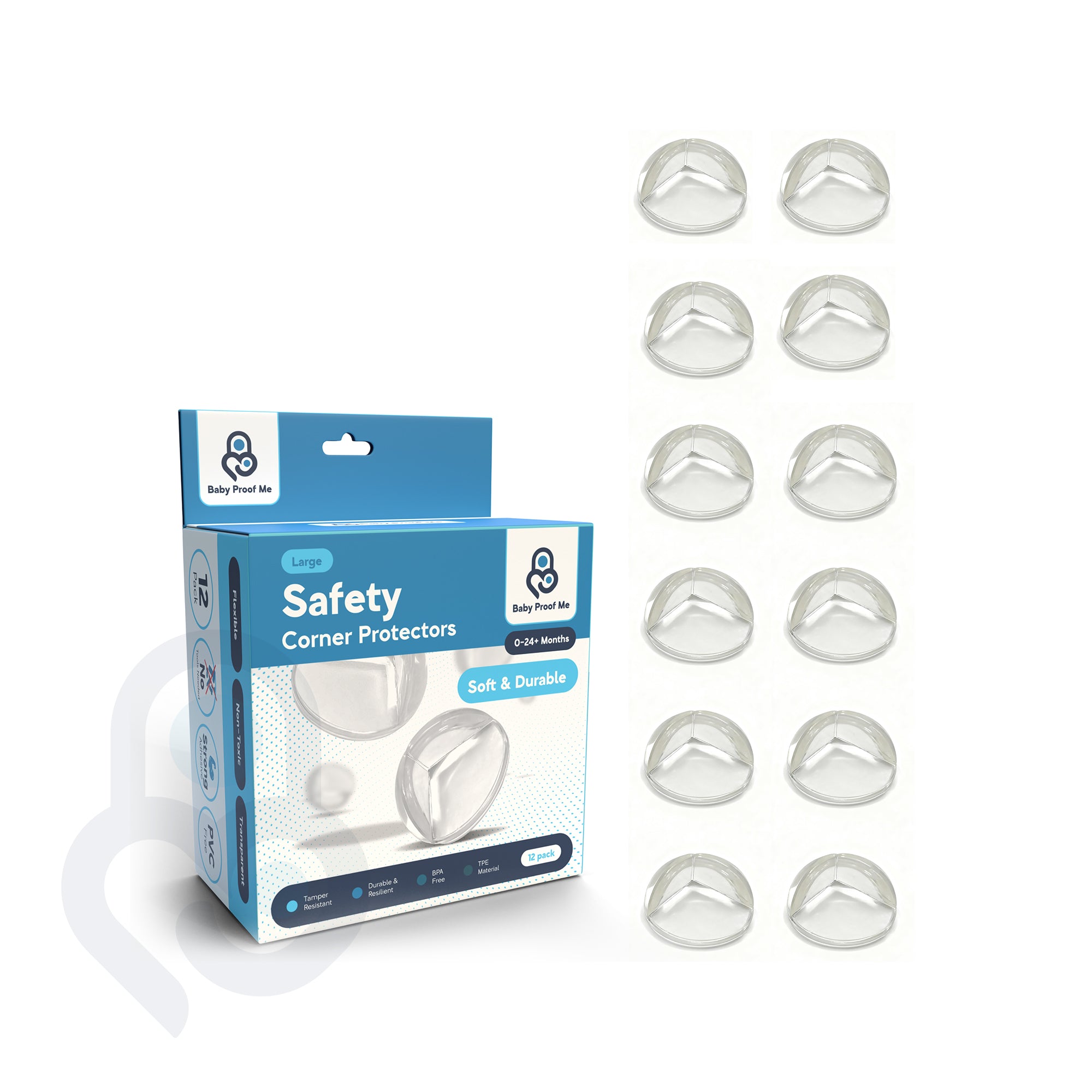 Baby Proof Me | Large TPE Safety Corner Protectors (12 Pack)