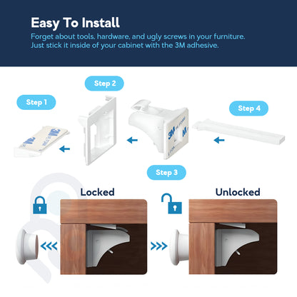Baby Proof Me | "Home Duo" Safety Kit – 6 Safety Strap Locks & 12 Magnetic Cabinet Locks For Child Safety
