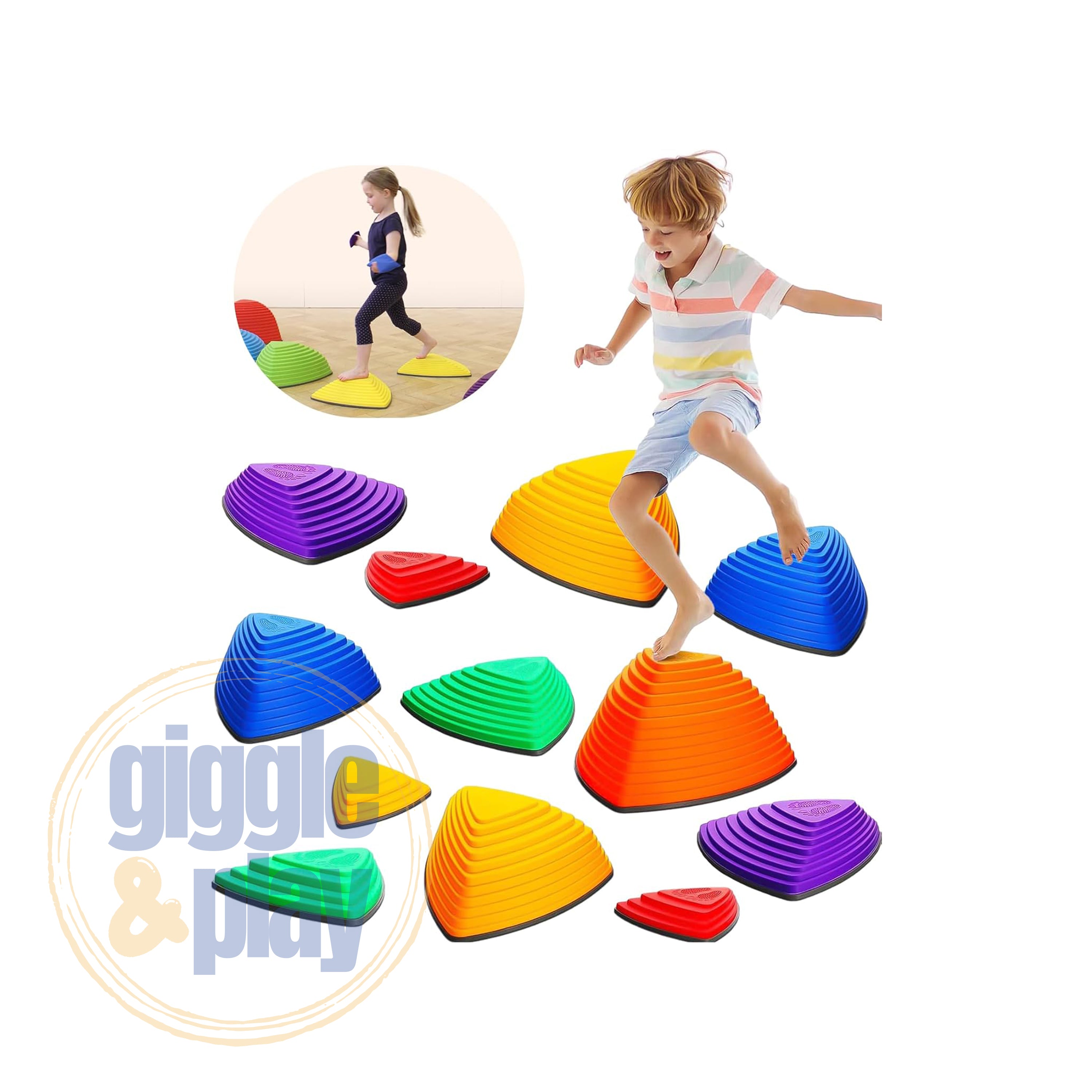Giggle & Play | Wooden Stacking Stone Set For Motor Skills & Creativity
