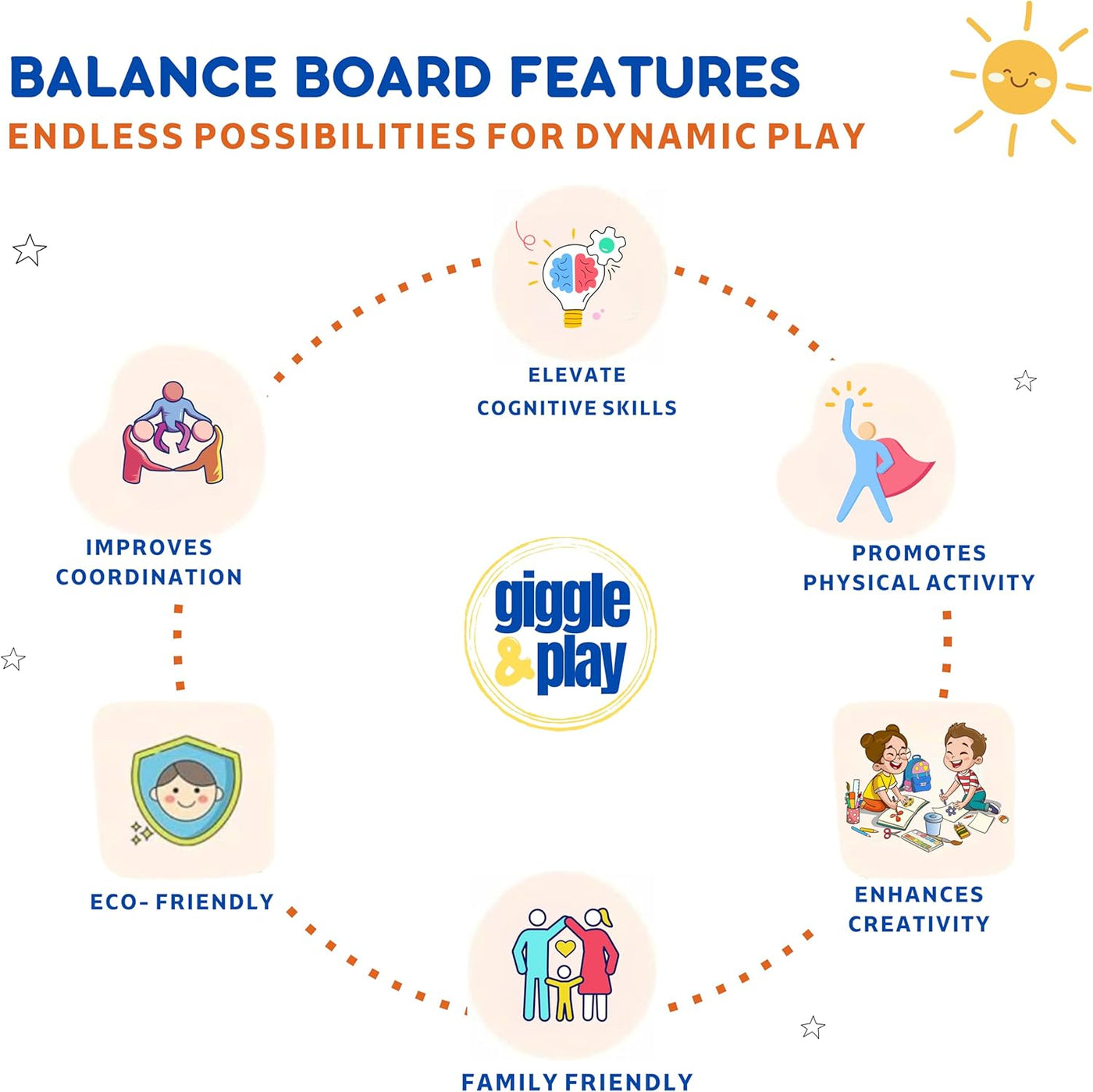 Giggle & Play | Wooden Balance Wobble Board