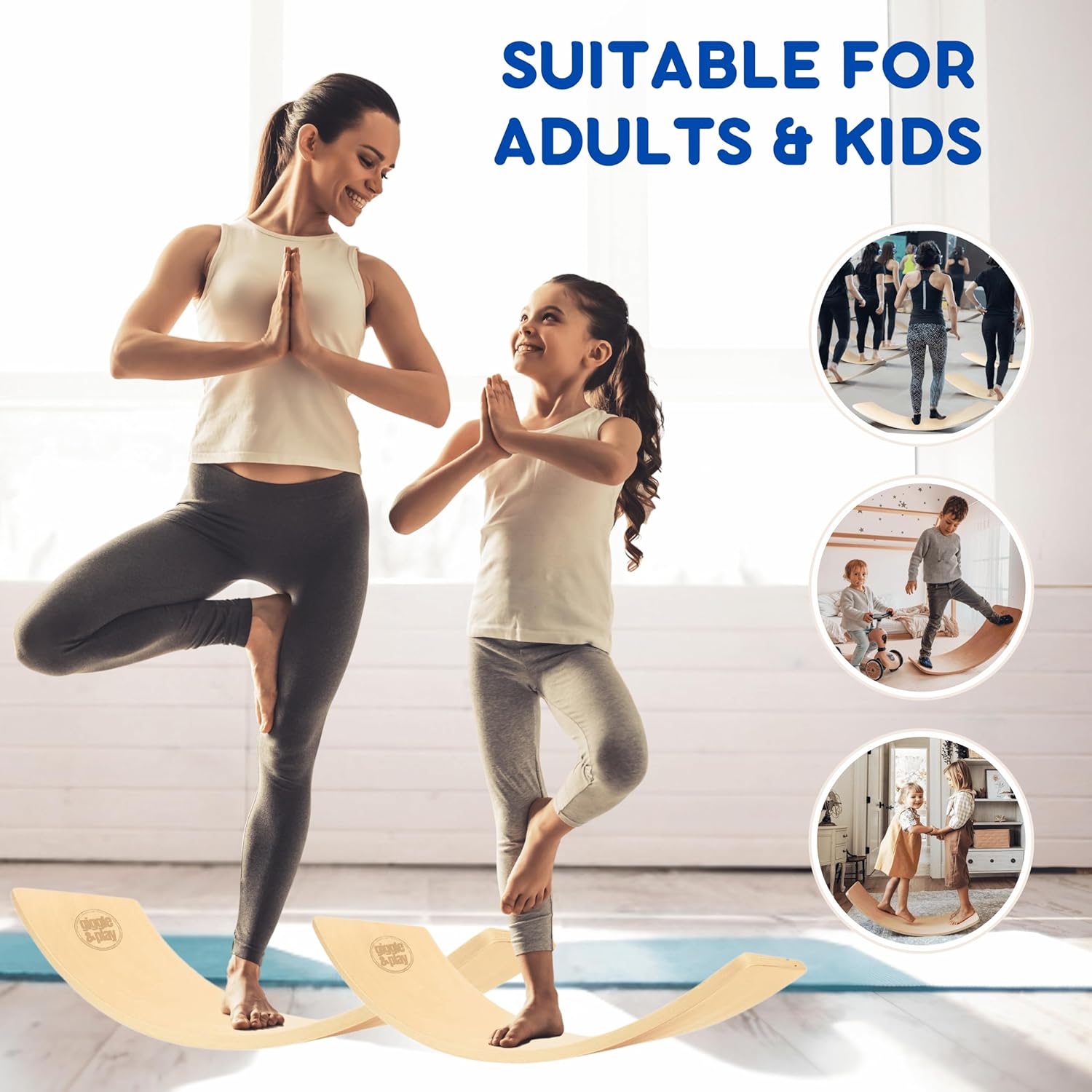 Giggle & Play | Wooden Balance Board For Toddlers – Encourages Balance, Growth & Coordination