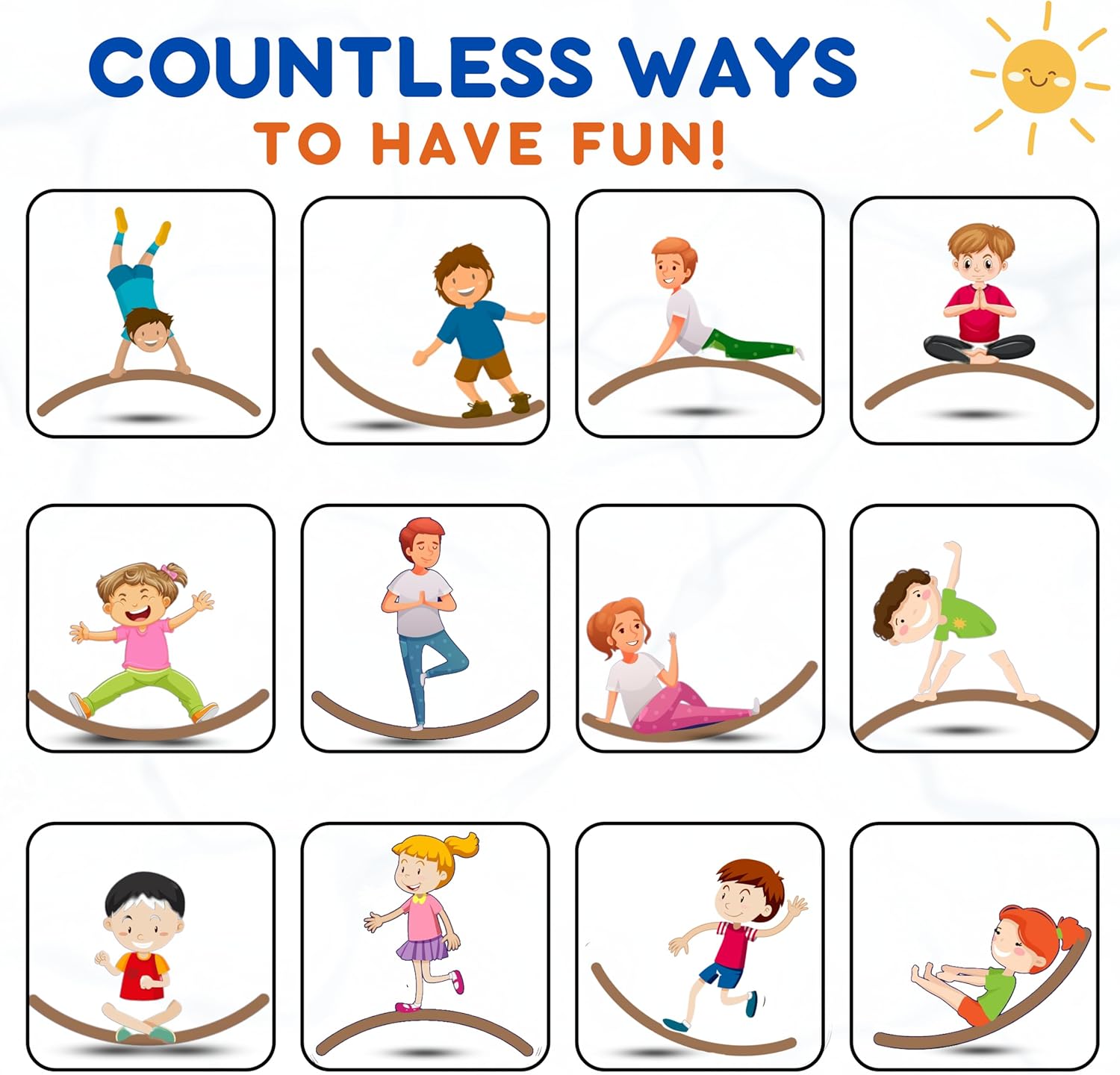 Giggle & Play | Wooden Balance Board For Toddlers – Encourages Balance, Growth & Coordination